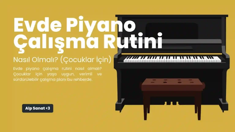 Evde piyano çalışma rutini yapan çocuk
